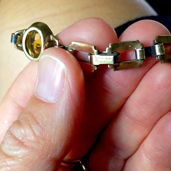 10k GF vintage cabochon link bracelet - Picture 4 of 7